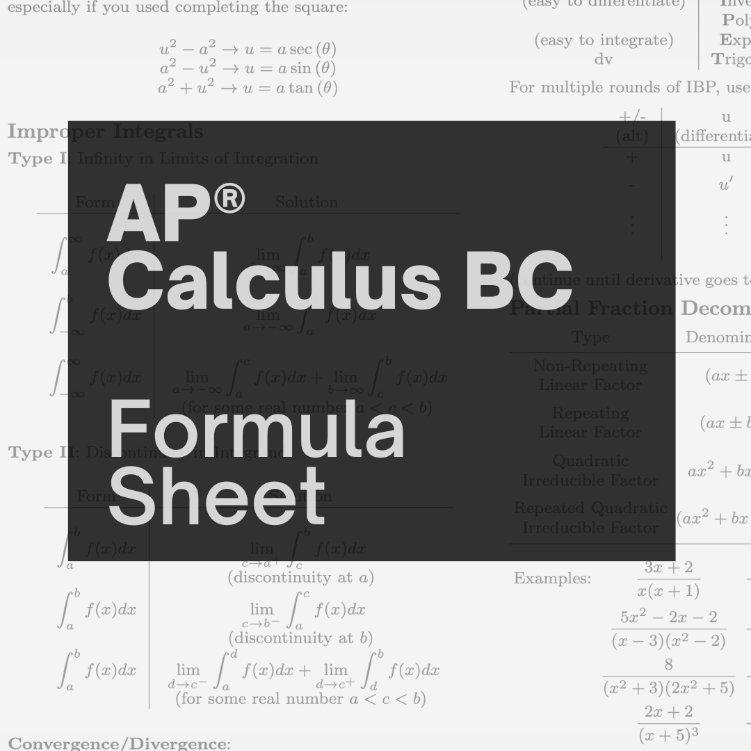AP Calculus BC (Formula Sheet)